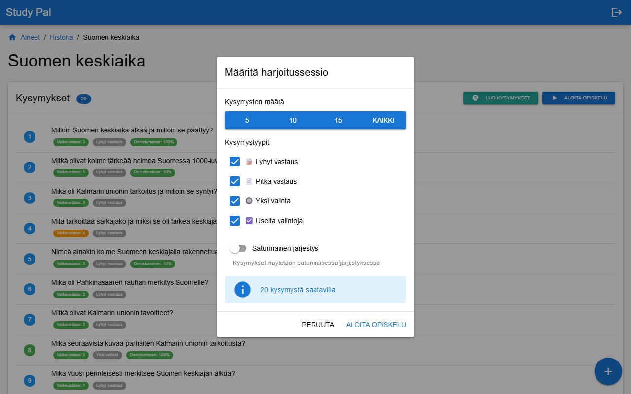 Tekoälypohjainen tenttiapuri