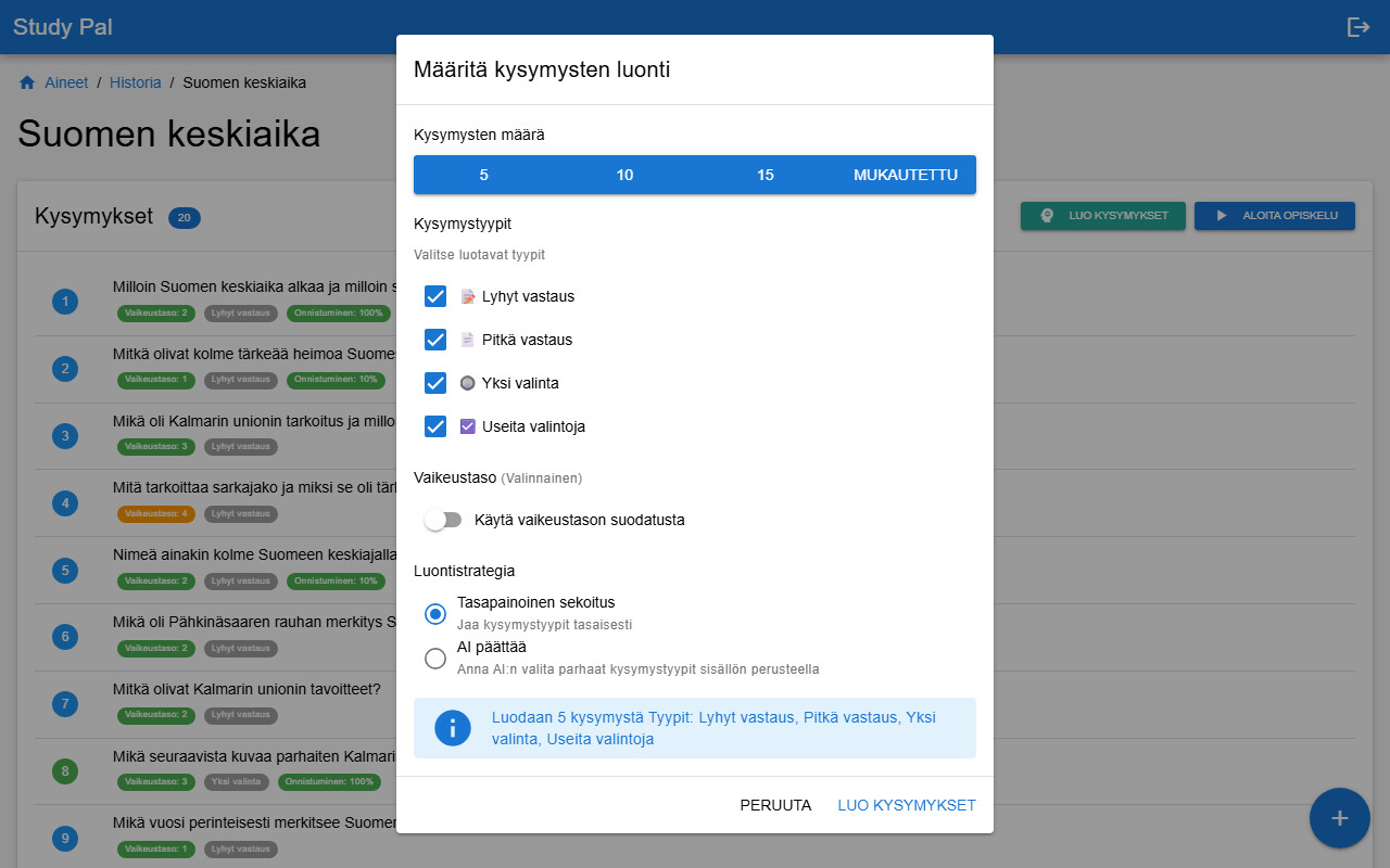 Tekoälypohjainen tenttiapuri